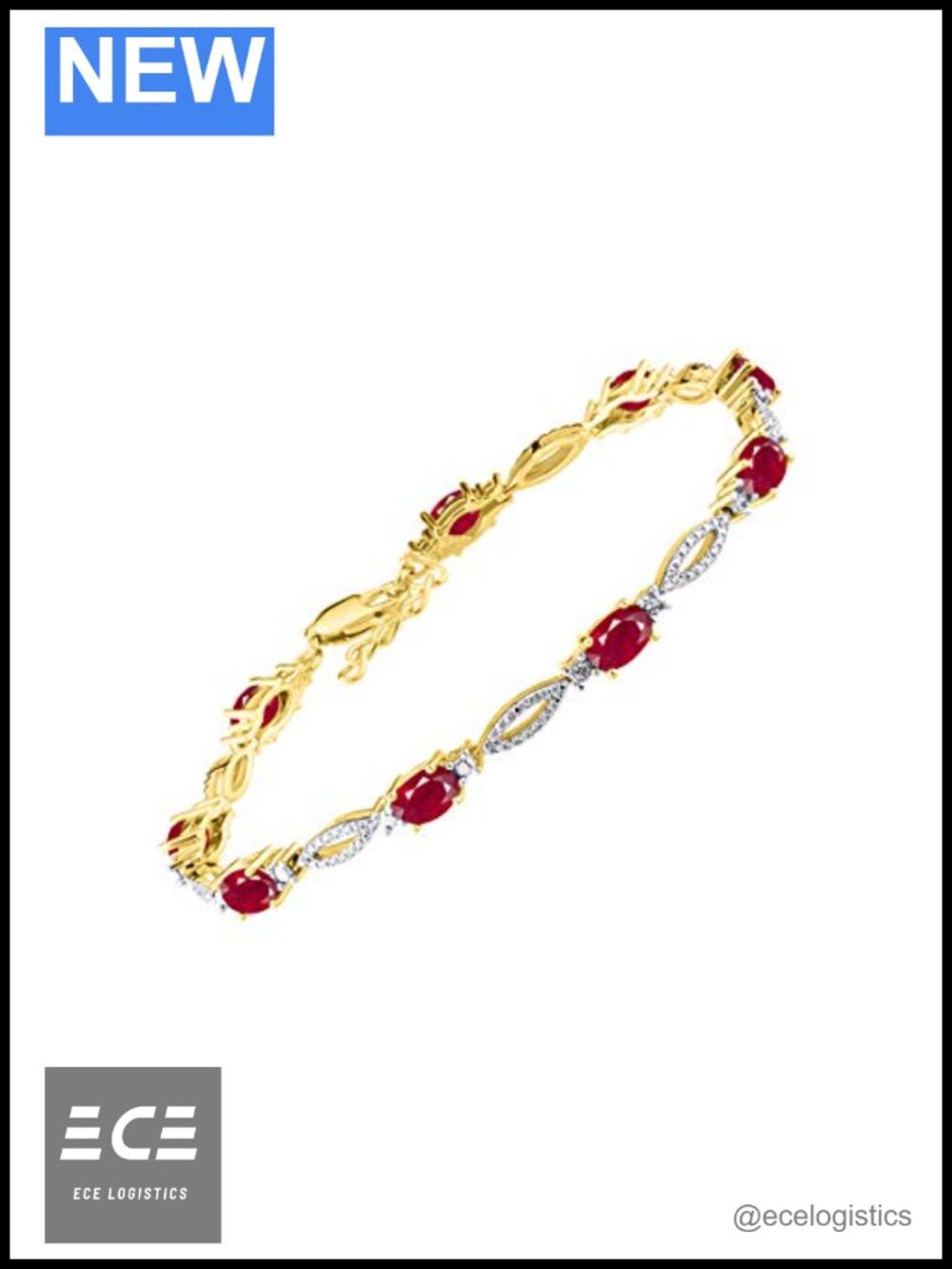 Tennis Bracelet 6x4MM Birthstone Diamonds Yellow Gold Plated Silver Adjustable